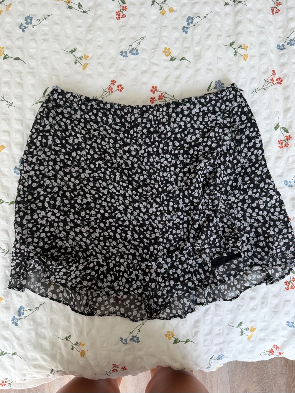 Black Floral Ruffle skort
